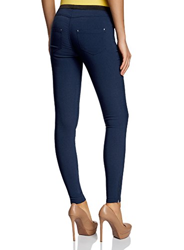 oodji Ultra Mujer Pantalones Stretch Estrechos, Azul, ES 34 / XXS