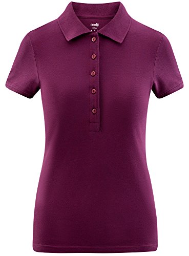 oodji Ultra Mujer Polo Básico de Tejido Piqué, Morado, ES 36 / XS