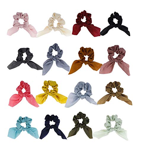 Opopark 16 Piezas de Hair Scrunchies Elastic Hair Ties Elásticas para El Cabello Gomas para el Cabello con Gasa Lazo para el Cabello