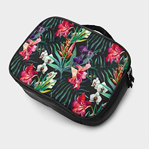 Organizador de Bolsas de Maquillaje de Viaje de Hojas y Flores Tropicales, divisores portátiles extraíbles de Gran Capacidad Estuche de Tren de Maquillaje Almacenamiento Bolsa Multiusos Gi