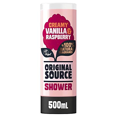 Original Source Gel de ducha de vainilla cremosa y frambuesa, 500 ml (paquete de 6)