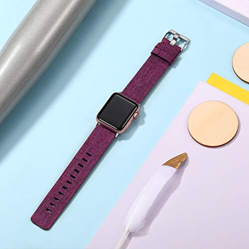 Ouwegaga Compatible con Apple Watch Correa 38mm 40mm 42mm 44mm, Correa de Tela Tejida Nylon de Repuesto Compatible con Apple Watch SE/iWatch Series 6 5 4 3 2 1, Fucsia 38mm/40mm