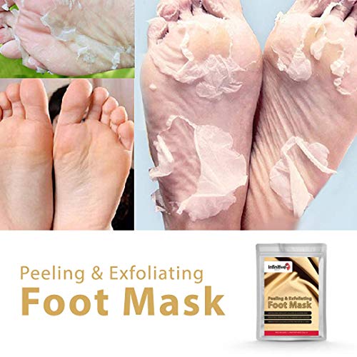 Pack de 2 mascarillas exfoliantes de pies para eliminar callos – 4 unidades de pies suaves y delicados después de una sola aplicación/eliminación de callos de pies, máscara exfoliante