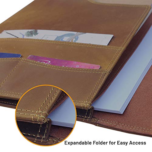 Padfolio De Cuero - Organizador Profesional y Carpeta de Currículum Vitae, Impresionante Carpeta de Documentos de Cuero en 2 Tonos Con Almohadilla de Escritura. Regalo Ideal Para Hombres y Mujeres