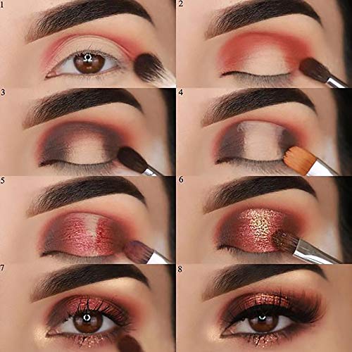 Paleta de sombras de ojos SEPROFE, paleta de maquillaje de color carne ahumado, sombra de ojos mate, sombra de ojos con purpurina, paleta de sombra de ojos resistente al agua