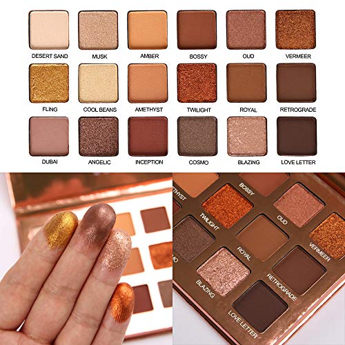 Paleta de sombras de ojos SEPROFE, paleta de maquillaje de color carne ahumado, sombra de ojos mate, sombra de ojos con purpurina, paleta de sombra de ojos resistente al agua