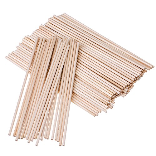 Palillos de Madera sin Acabado Palos Redondos para Manualidades 100 Pack (6 x 1/8 Pulgadas)