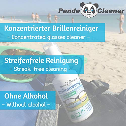 Pandacleaner - Limpiador de gafas | botella de 50 ml + botella de recarga de 250 ml | sin alcohol | limpieza sin rayas y fórmula antivaho | para gafas, pantallas, pantallas, viseras, etc.