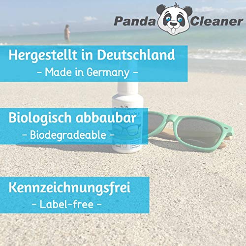 Pandacleaner - Limpiador de gafas | botella de 50 ml + botella de recarga de 250 ml | sin alcohol | limpieza sin rayas y fórmula antivaho | para gafas, pantallas, pantallas, viseras, etc.