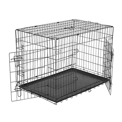 Pawhut Transportin Perros 106x71x76 cm 2 Puertas Jaula con Asa Transporte Reja de Alambre de Hierro