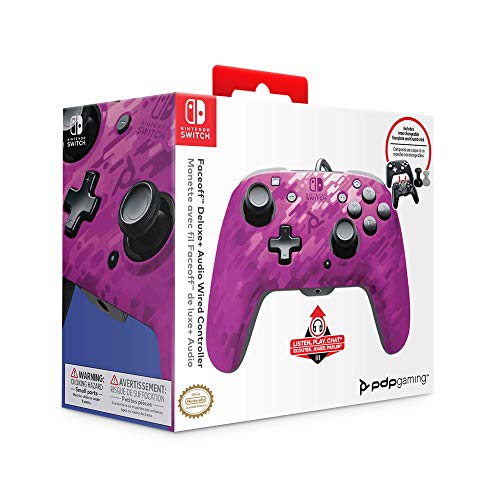 PDP - Mando Pro Faceoff Deluxe + Audio Chat Camo Purpura (Nintendo Switch)