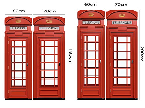 Pegatinas Vinilo para Frigorífico Cabina telefonos Londres | Varias Medidas 185x60cm | Adhesivo Resistente y de Fácil Aplicación | Pegatina Adhesiva Decorativa de Diseño Elegante