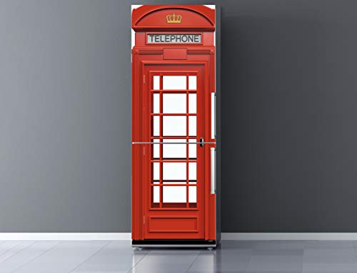 Pegatinas Vinilo para Frigorífico Cabina telefonos Londres | Varias Medidas 185x60cm | Adhesivo Resistente y de Fácil Aplicación | Pegatina Adhesiva Decorativa de Diseño Elegante