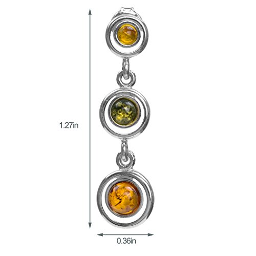 Pendientes redondos de plata de ley ámbar multicolor