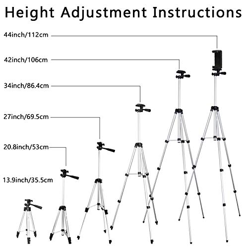 PEYOU Trípode Móvil 106cm (42"), [4 en 1] Trípode Cámara con Obturador Remoto Bluetooth, Soporte de móvil y Bolsa, Trípode para iPhone X /8 Plus /7/6 Plus, HUAWEI, Cámara DSLR Canon, Nikon, Sony