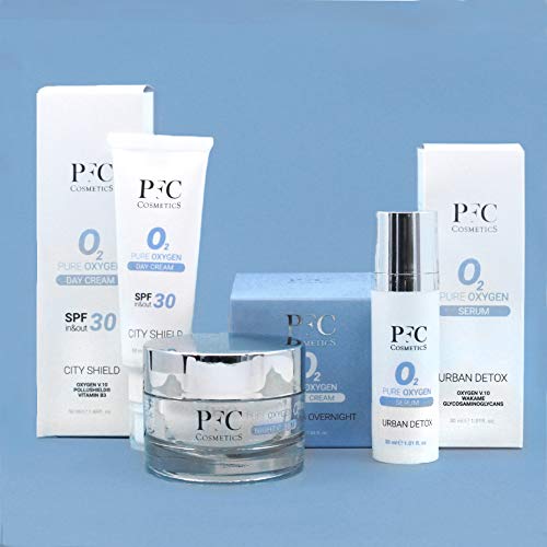 PFC Cosmetic Crema Solar Mineral Sun Protect Pure Oxygen City Shield SPF 30 Loción Solar con Vitamina B3 Pollushield Poliplant® Algas Marinas Agascalm y Oxígeno V10 Protección UVA UVB.