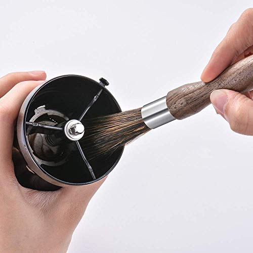 PHILED Cepillo de Molinillo de café, Cepillo de Limpieza para máquina de Espresso Cerdas de jabalí Natural Mango de Nuez con cordón, Herramienta de café para Barista Home Kitchen