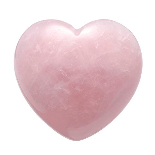 Piedra de cuarzo rosa de QGEM, con forma de corazón, curativa, de 45 mm 