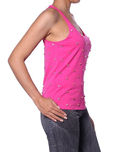 Pierre Balmain Camiseta sin Manga con Pedrería para Mujer - Rosa, M