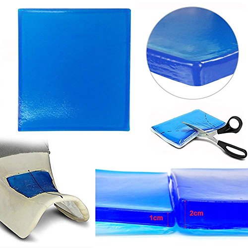 PJhao - Almohadilla de gel para asiento de motocicleta, absorción de impactos, reduce la fatiga, cómoda y suave, cojín de tela de enfriamiento, accesorios de color azul fresco (25 x 25 x 2 cm)