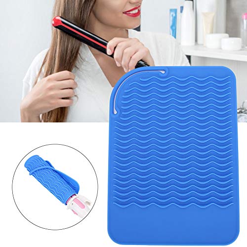 Plancha de Pelo de Silicona Funda Resistente Al Calor Rizador de Pelo de Viaje Mat Antideslizante Para Peluquería de Salón (Blue)