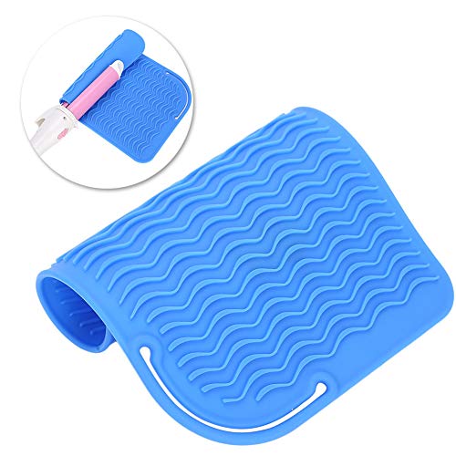 Plancha de Pelo de Silicona Funda Resistente Al Calor Rizador de Pelo de Viaje Mat Antideslizante Para Peluquería de Salón (Blue)