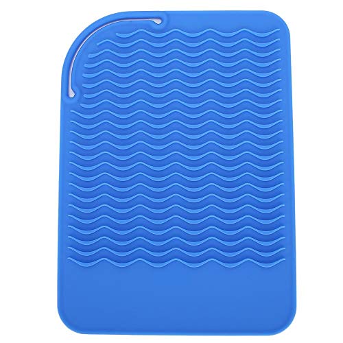 Plancha de Pelo de Silicona Funda Resistente Al Calor Rizador de Pelo de Viaje Mat Antideslizante Para Peluquería de Salón (Blue)