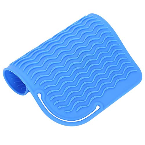 Plancha de Pelo de Silicona Funda Resistente Al Calor Rizador de Pelo de Viaje Mat Antideslizante Para Peluquería de Salón (Blue)