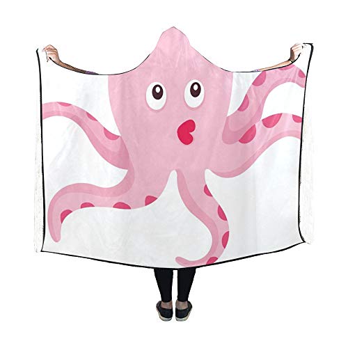 Plsdx Manta con Capucha Illustrator Octopus Blanket 60x50 Inch Comfotable Throw Thrap Wrap