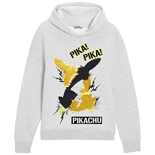 Pokèmon Sudadera Capucha para Niños, Suéter Manga Larga con Estampado De Lentejuelas Reversible, Sudadera Personaje de Pikachu, Niños y Adolescentes (5/6 años)