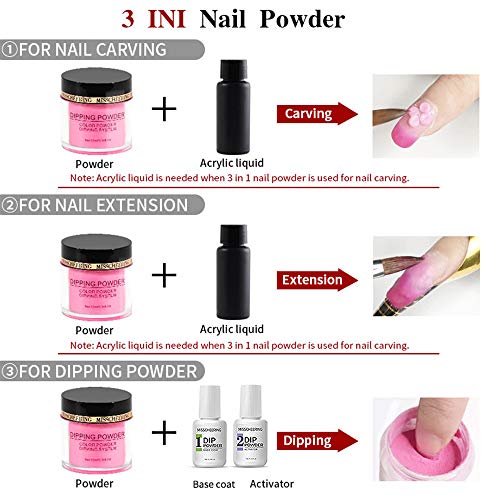 Polvo de Inmersión en Uñas Acrílicas,Anself Polvo de inmersión para uñas de 10 ml, juego de polvos con purpurina para decoración de uñas, 6 colores