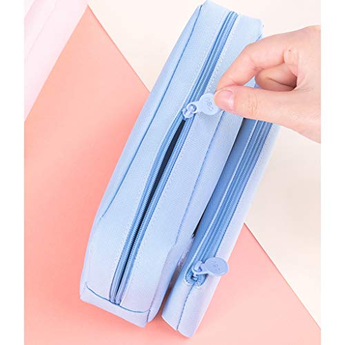 Portalápices La Caja de lápiz Simple Creativo de los Efectos de Pelo, Caja de lápiz del Lienzo, Multifuncional Hombres y Mujeres Bolsa de Lona de la Cremallera de Escritorio (Color : Blue)