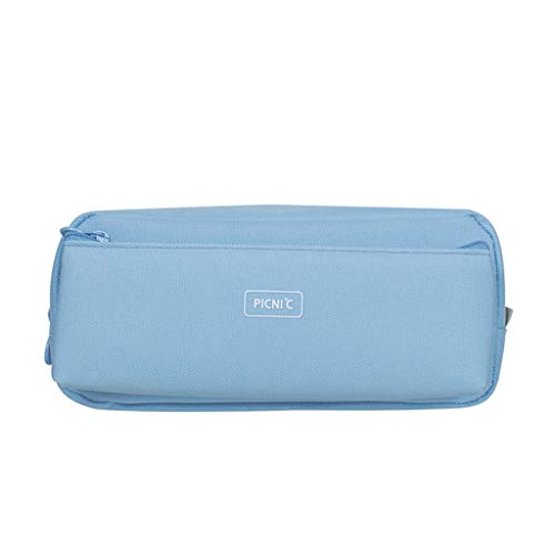 Portalápices La Caja de lápiz Simple Creativo de los Efectos de Pelo, Caja de lápiz del Lienzo, Multifuncional Hombres y Mujeres Bolsa de Lona de la Cremallera de Escritorio (Color : Blue)