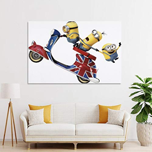 Póster de Dragon Vines Despicable Me, Three Minions Riding A Bike Wall Art en lienzo para dormitorio 20 x 30 cm