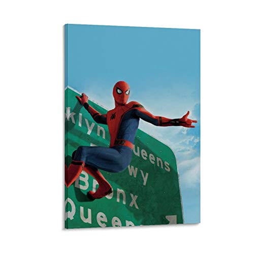 Póster de DRAGON VINES Spider-man Swings in New York City Art Canvas Print (60 x 90 cm)