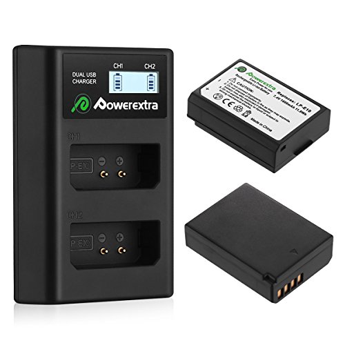 Powerextra Baterías de Repuesto Canon LP-E10 Dual USB Cargador Pantalla LCD para Canon EOS Rebel T3 T5 T6 Kiss X50 Kiss X70 EOS 1100D EOS 1200D EOS 1300D EOS 4000D EOS 3000D EOS 2000D Cámara Digital