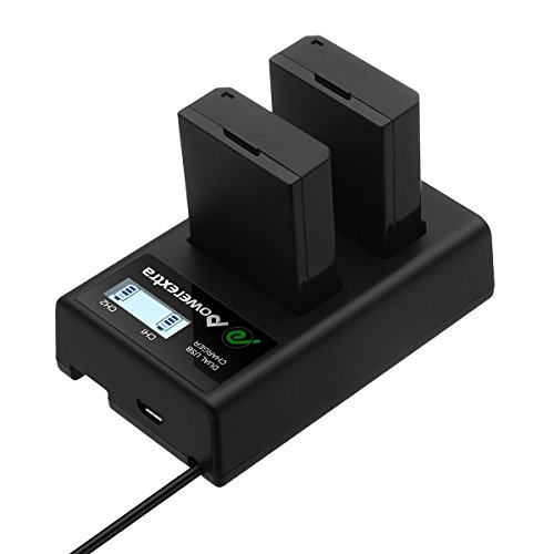 Powerextra Baterías de Repuesto Canon LP-E10 Dual USB Cargador Pantalla LCD para Canon EOS Rebel T3 T5 T6 Kiss X50 Kiss X70 EOS 1100D EOS 1200D EOS 1300D EOS 4000D EOS 3000D EOS 2000D Cámara Digital