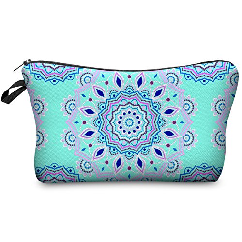 PREMYO Neceser de Maquillaje Estuche Escolar Pochette para Cosméticos Bolsa de Aseo Pequeña Práctico Estampado Impresión Diseño Mandala