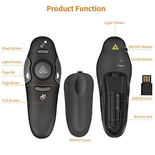 Presentador Ultraligero Inalámbrico Profesional 2.4GHz Doosl Puntero Laser Presentaciones para Conferencias, Reuniones, Informes, PowerPoint, etc. Compatibilidad Universal