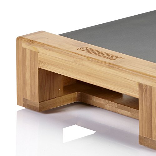 Princess 103025 Table Chef Pure Duo – Plancha y parrilla, 25 x 50 cm, 1800 W, estructura de bambú