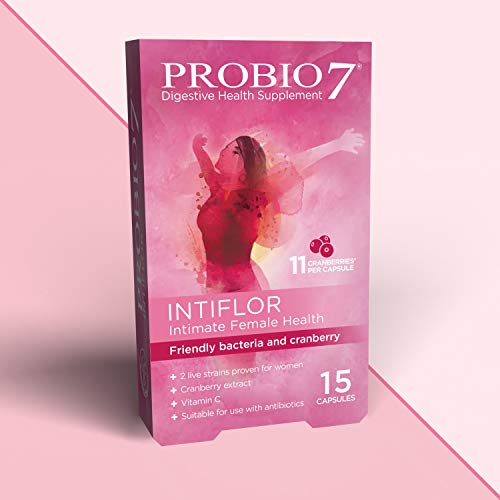 Probio7 Intiflor | Probióticos Para Mujeres | Con Extracto De Arándano | Para la Salud Femenina Íntima | 2 Cepas Vivas Clínicamente Probadas (30 Capsulas)