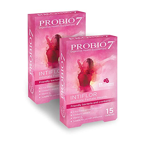 Probio7 Intiflor | Probióticos Para Mujeres | Con Extracto De Arándano | Para la Salud Femenina Íntima | 2 Cepas Vivas Clínicamente Probadas (30 Capsulas)