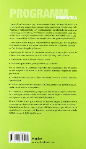 Programm. Gramática A1C2: Alemán para hispanohablantes