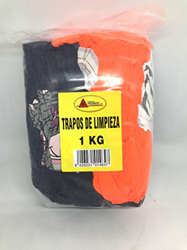 Promade - Trapos grandes de camiseta para la limpieza en general: grasa, suciedad, polvo. colores oscuros (1 Kg)