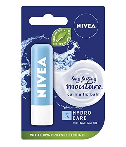 Protector labial Hydro Care, de Nivea, con agua pura y aloe vera. Con FPS 15, de 4,8 g 3 paquetes en cartón