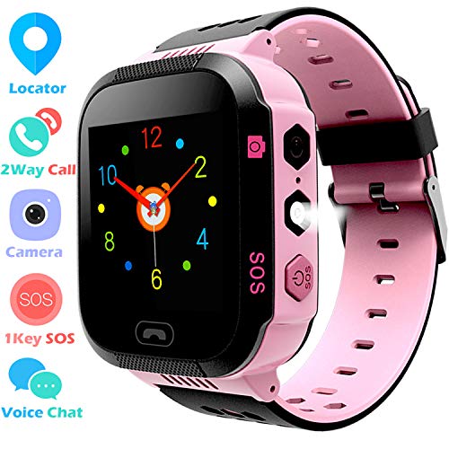 PTHTECHUS Smartwatch para Niños - Reloj de niños Cámara con Pantalla táctil Llamada con 2 Voces Chat de Voz SOS Reloj Despertador Linterna Juego Reloj de Pulsera para niños al Aire Libre