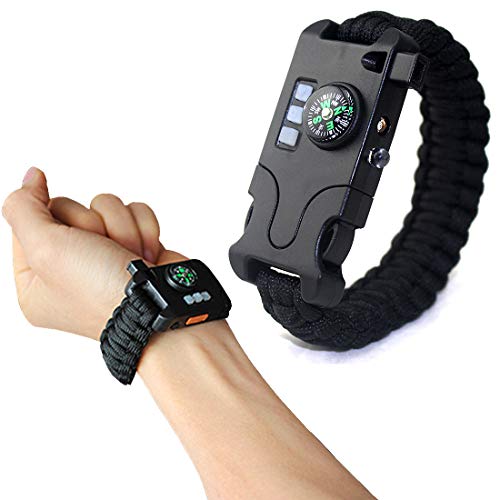 Pulsera Supervivencia De Emergencia Al Aire Libre Láser Infrarrojo SOS Recargable Trenzada LED Linterna Silbido Brújula Pulsera De Rescate