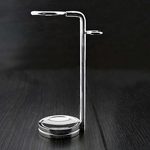 rasie pelusas Brocha de Afeitar Soporte para hombres rasie pelusas y brocha de afeitar – Fabricado en acero inoxidable (Plata) vida Slang inoxidable