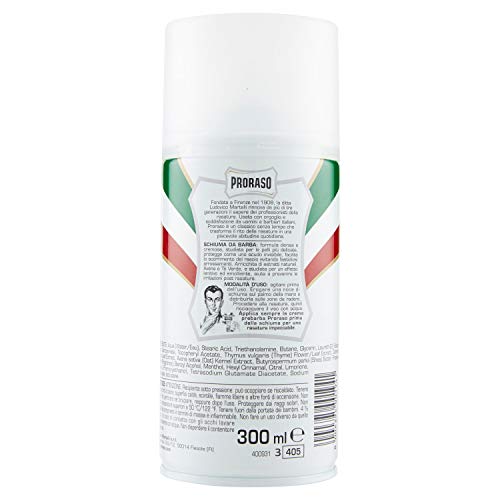 Rasierschaum Weiß Proraso mit Grünem Tee und Hafer für sensible Haut 300 ml