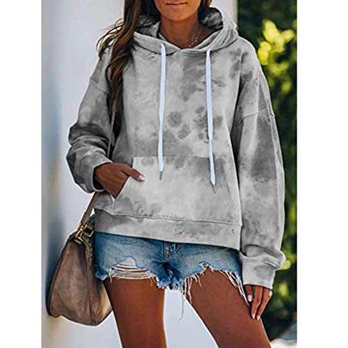 ReooLy Pull-Over, Sudadera con Capucha y Estampado navideño de Manga Larga para Mujer(Gris，XXL)